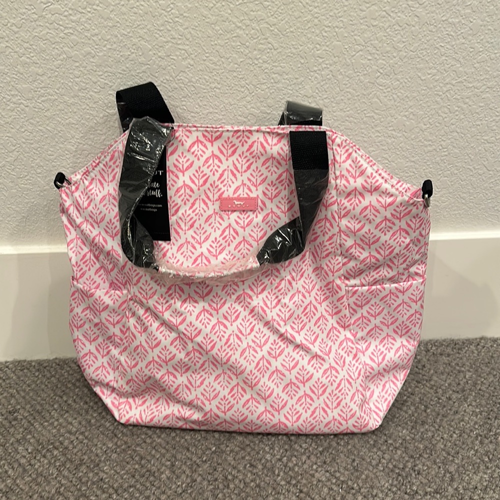 pink and white insulated scout bag